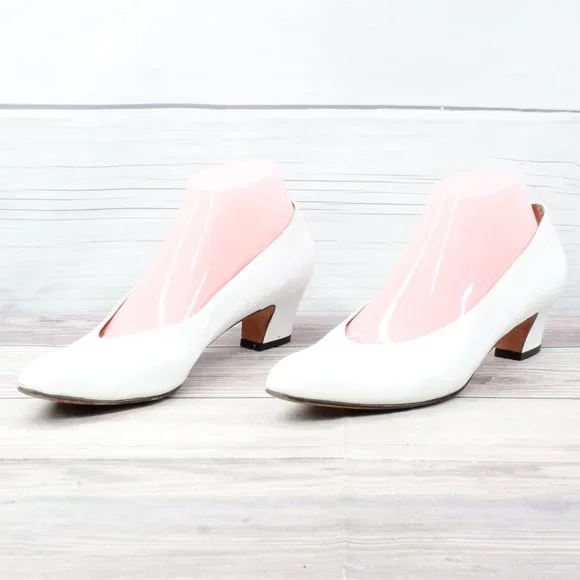 Vtg! Salvatore Ferragamo White Leather Dress Heel Pump Shoes Size 9 AA - Picture 2 of 6